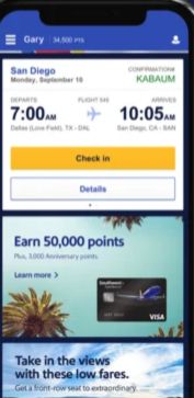 Southwest Airlines Mobile App Check-in
